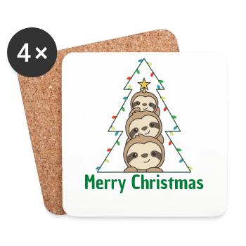 Sloth Christmas tree Christmas animals Sloths - Coasters (set of 4) - white - Front