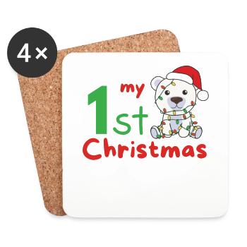 Polar Bear Christmas Polar Bears my 1st Christmas - Coasters (set of 4) - white - Front