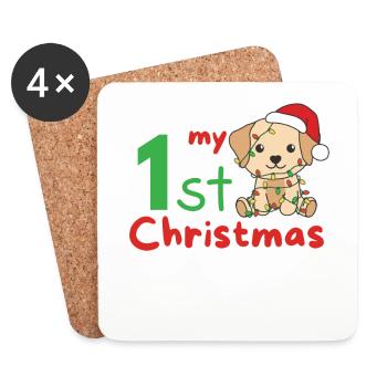 Labrador Christmas Dogs mon 1er Noël - Dessous de verre (lot de 4) - blanc - Devant