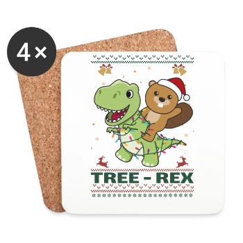Joyeux Noël moche Noël Castor Tree Rex - Dessous de verre (lot de 4) - blanc - Devant