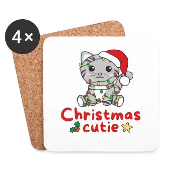 Cat Christmas Cats Christmas Cutie - Coasters (set of 4) - white - Front