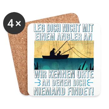 Leg Dich Nicht Mit Einem Angler An Fischen Angeln - Untersetzer (4er-Set) - Weiß - Vorne