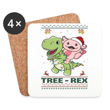 Joyeux Noël moche Noël Axolotl Arbre Rex - Dessous de verre (lot de 4) - blanc - Devant