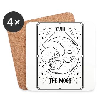 Tarotkarte Der Mond Gothic Schädel Mond Goth - Untersetzer (4er-Set) - Weiß - Vorne
