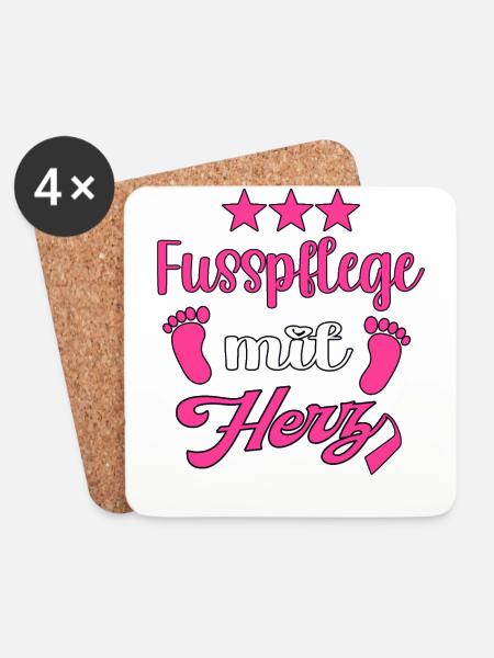 Fusspflege mit Herz Fuss Füsse Fusspflegerin - Untersetzer (4er-Set) - Weiß