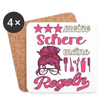 Meine Schere Meine Regeln Frisör Frisörin Friseur - Untersetzer (4er-Set) - Weiß - Vorne