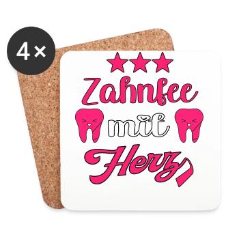 Zahnarzt Zahnfee Zahnarzthelferin Zahnärztin - Untersetzer (4er-Set) - Weiß - Vorne