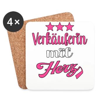 Verkäuferin - Untersetzer (4er-Set) - Weiß - Vorne
