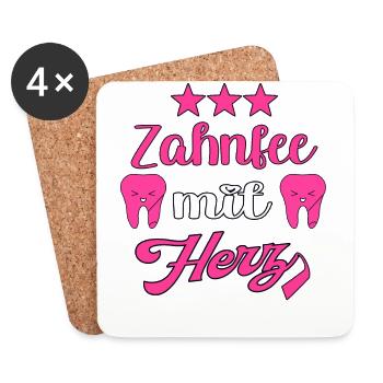 Zahnarzt Zahnfee Zahnarzthelferin Zahnärztin - Untersetzer (4er-Set) - Weiß - Vorne