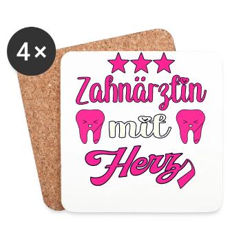 Zahnarzt Zahnfee Zahnarzthelferin Zahnärztin - Untersetzer (4er-Set) - Weiß - Vorne