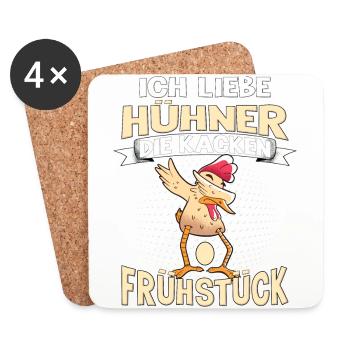 Huhn Spruch Bäuerin Bauer Hahn Henne - Untersetzer (4er-Set) - Weiß - Vorne