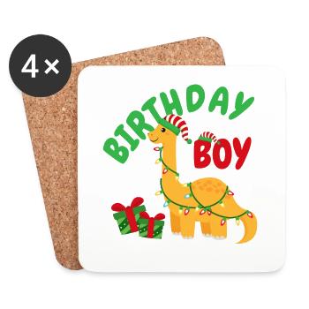 Christmas December Dinosaur Birthday - Coasters (set of 4) - white - Front