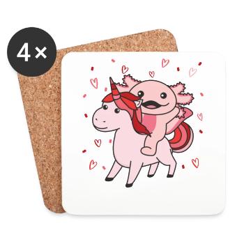 Axolotl with Unicorn Hearts Favorite Animal Heart - Coasters (set of 4) - white - Front