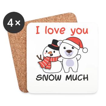 Polar Bear I love you snow much snowman pun - Coasters (set of 4) - white - Front