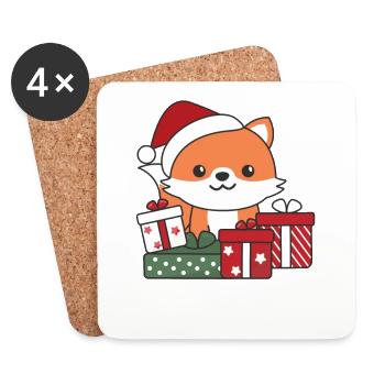 Fuchs Weihnachten Geschenk Winter Tiere Fuchs - Untersetzer (4er-Set) - Weiß - Vorne