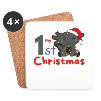 Axolotl Weihnachten Axolotls mon 1er Noël - Dessous de verre (lot de 4) - blanc - Devant