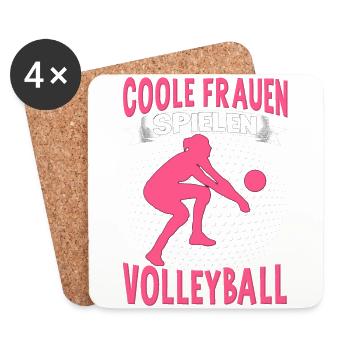 Volleyball Mädchen Damen Volleyballerin Beach - Untersetzer (4er-Set) - Weiß - Vorne