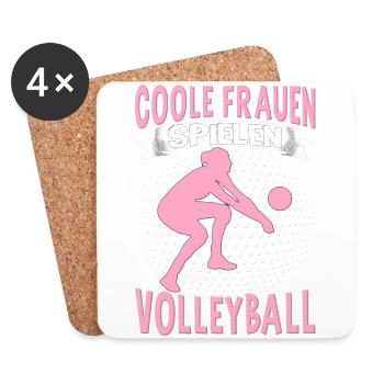 Volleyball Mädchen Damen Volleyballerin Beach - Untersetzer (4er-Set) - Weiß - Vorne