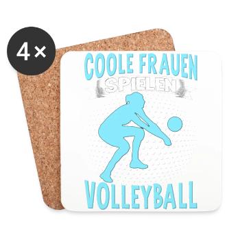 Volleyball Mädchen Damen Volleyballerin Beach - Untersetzer (4er-Set) - Weiß - Vorne