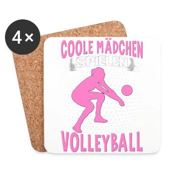 Volleyball Mädchen Damen Volleyballerin Beach - Untersetzer (4er-Set) - Weiß - Vorne