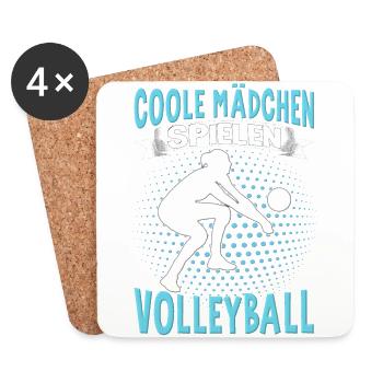 Volleyball Mädchen Damen Volleyballerin Beach - Untersetzer (4er-Set) - Weiß - Vorne
