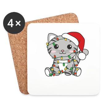 Cat Christmas Winter Animals Cats - Coasters (set of 4) - white - Front