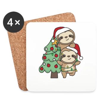 Sloth Christmas tree Christmas animals Sloths - Coasters (set of 4) - white - Front