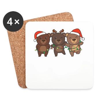 Bär Weihnachten Weihnachtstiere süße Bären - Untersetzer (4er-Set) - Weiß - Vorne
