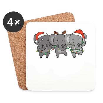 Elefant Weihnachten Weihnachtstiere süße Elefanten - Untersetzer (4er-Set) - Weiß - Vorne
