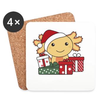 Axolotl Cadeau de Noël Animaux d’hiver Axolotl - Dessous de verre (lot de 4) - blanc - Devant