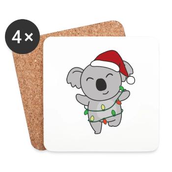 Koala Noël Animaux d’hiver Koalas - Dessous de verre (lot de 4) - blanc - Devant