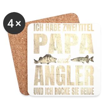 Ich habe zwei Titel Papa und Angler und ich rocke - Untersetzer (4er-Set) - Weiß - Vorne