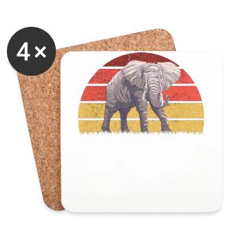 Eléphant d’Afrique - Dessous de verre (lot de 4) - blanc - Devant