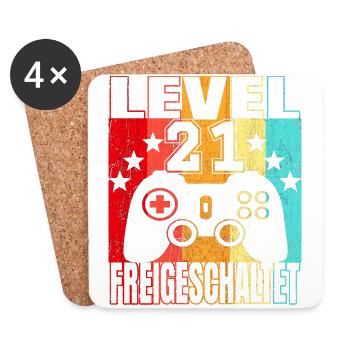 21 Jahre Geburtstagsshirt Zocker Gamer 21. - Untersetzer (4er-Set) - Weiß - Vorne