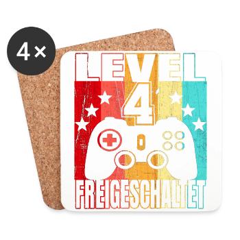 4 Jahre Geburtstagsshirt Jungs Zocker Gamer 4. - Untersetzer (4er-Set) - Weiß - Vorne