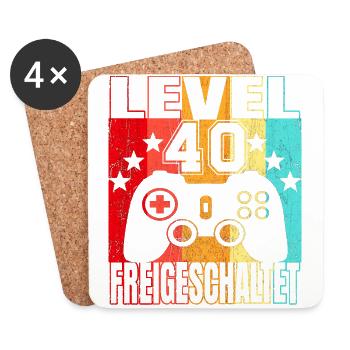 40 Jahre Geburtstagsshirt Herren Zocker Gamer 40. - Untersetzer (4er-Set) - Weiß - Vorne