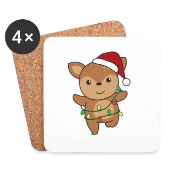 Reh Weihnachten Winter Tiere Rehe - Untersetzer (4er-Set) - Weiß - Vorne