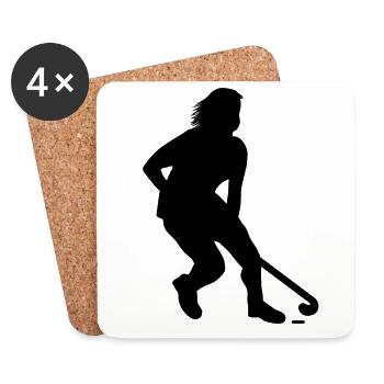 Joueurs de hockey de rue - Dessous de verre (lot de 4) - blanc - Devant