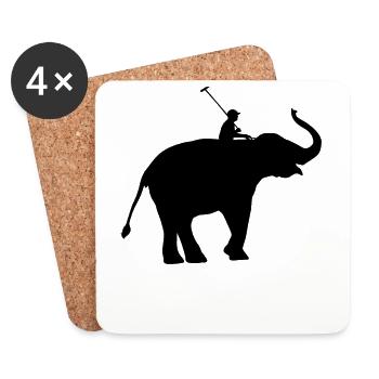 Joueur de polo éléphant - Dessous de verre (lot de 4) - blanc - Devant