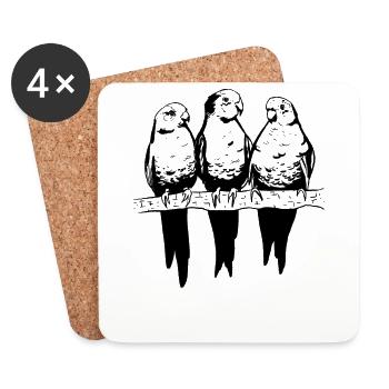 Perruche - Dessous de verre (lot de 4) - blanc - Devant