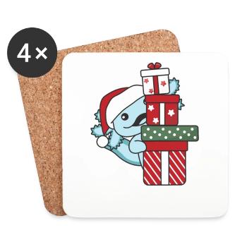 Axolotl Cadeau de Noël Animaux d’hiver Axolotl - Dessous de verre (lot de 4) - blanc - Devant