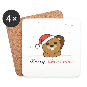 Beaver Christmas Snow Winter Animals Beaver - Coasters (set of 4) - white - Front