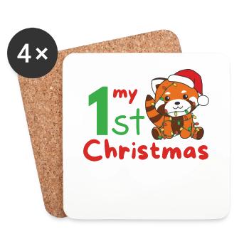Rote Panda Weihnachten Pandas roux mon 1er Noël - Dessous de verre (lot de 4) - blanc - Devant