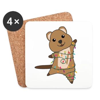 Quokka Weihnachten Schnee Winter Tiere Quokkas - Untersetzer (4er-Set) - Weiß - Vorne