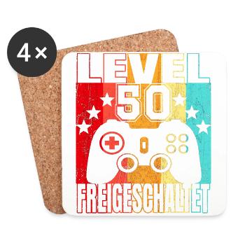 50 Jahre Geburtstagsshirt Herren Zocker Gamer 50. - Untersetzer (4er-Set) - Weiß - Vorne