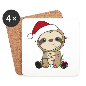 Paresseux Noël Animaux d’hiver Paresseux - Dessous de verre (lot de 4) - blanc - Devant