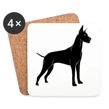 Chien dogue allemand - Dessous de verre (lot de 4) - blanc - Devant