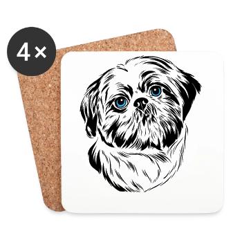 Shih Tzu Chien - Dessous de verre (lot de 4) - blanc - Devant
