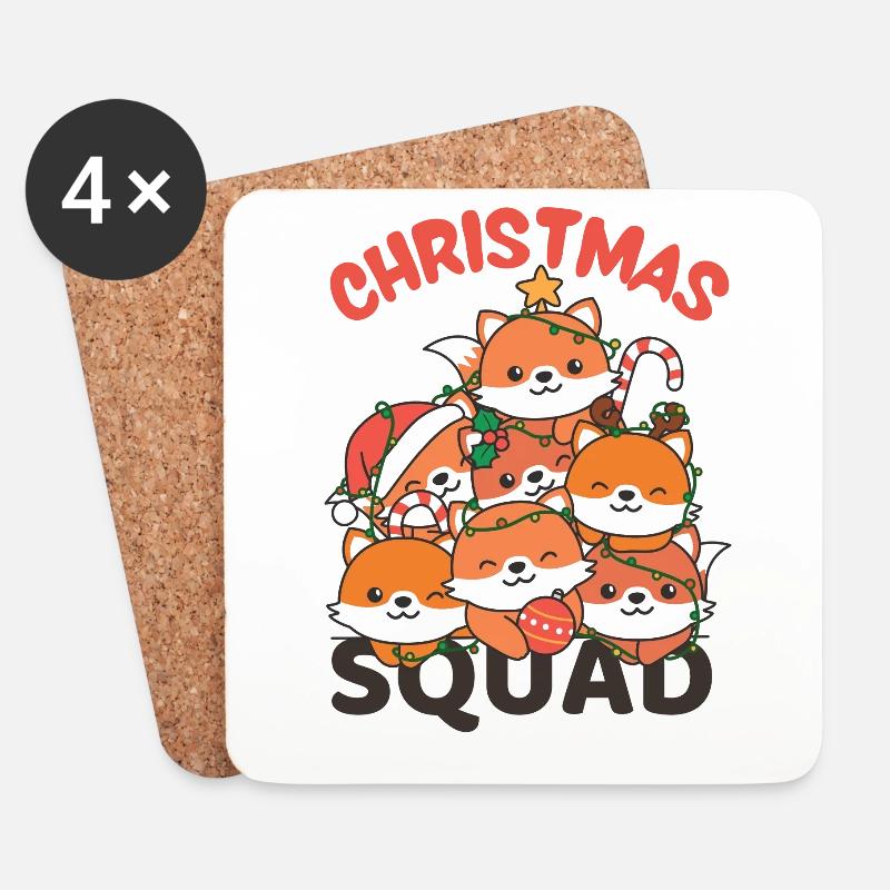 Fuchs Weihnachtsbaum Christmas Squad Fuchs - Untersetzer (4er-Set) - Weiß