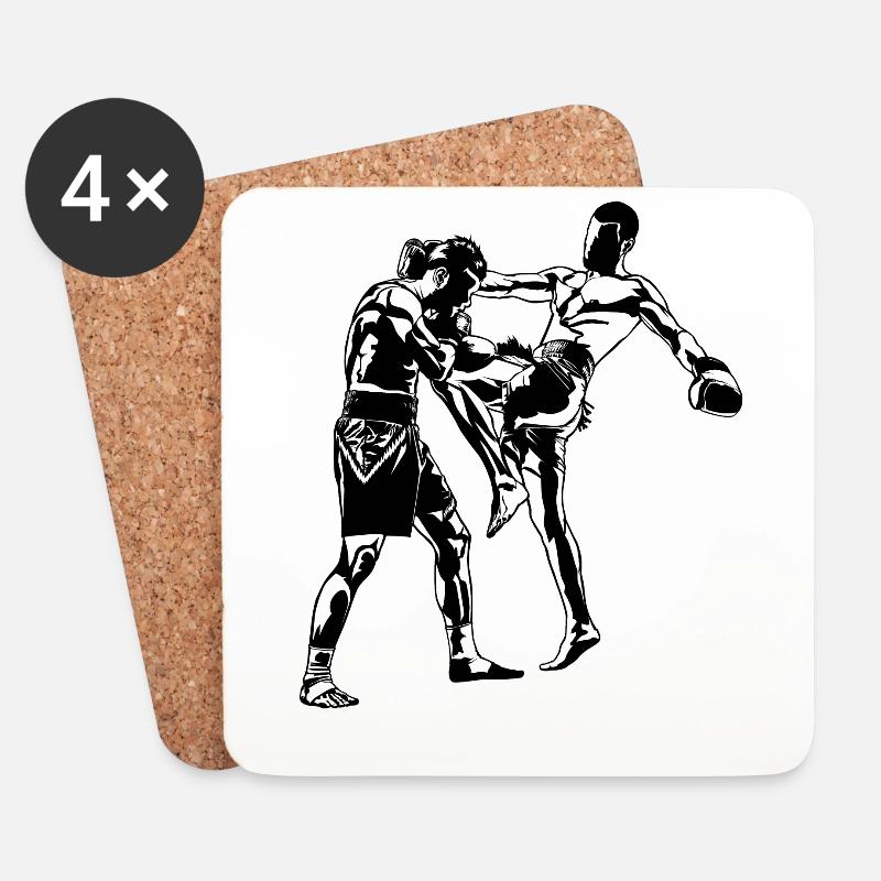Kickboxen Kickboxer MMA - Untersetzer (4er-Set) - Weiß